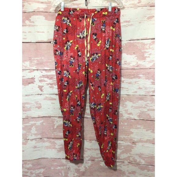 Disney Minnie Mouse Lounge Pants Red Multi Size XL (16/18) Side Pockets! - Picture 13 of 15